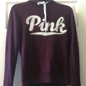 VS PINK Maroon Woven Detailing Hoodie